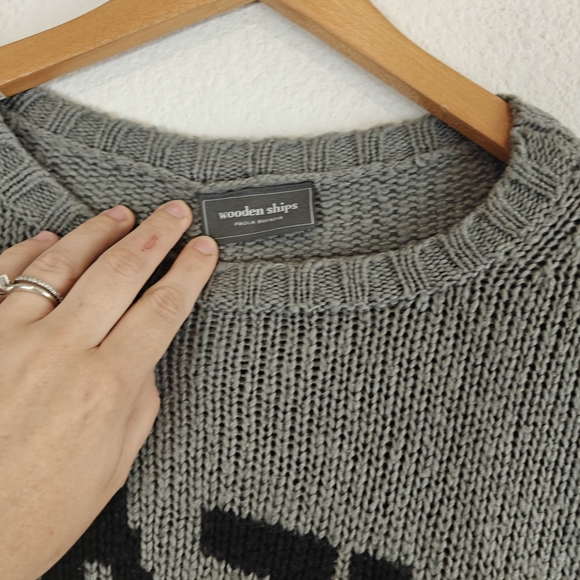 Wooden Ships “Lazy Day” Cozy Knit Sweater S/M Gray Mohair Blend Relaxed Fit - Picture 6 of 13